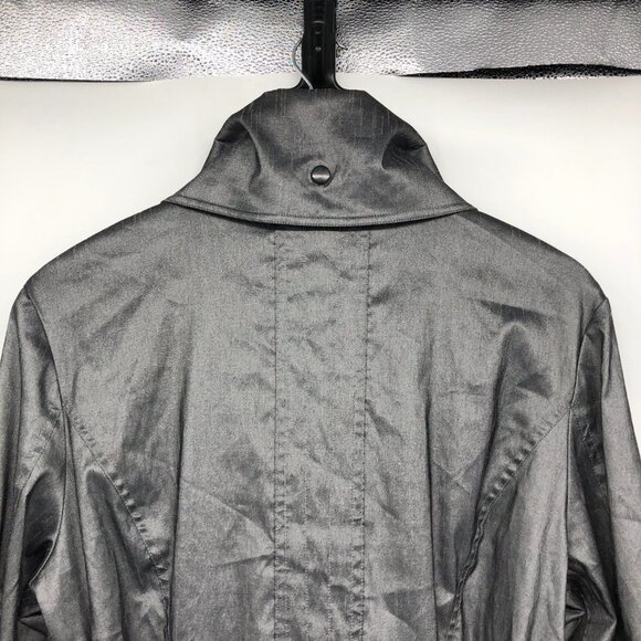 Samuel Dong Silver Gray Belted Water Resistant Bubble Hem Trench Coat size M - Picture 14 of 16